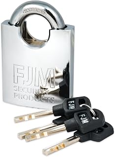 FJM Security SPRS60-KA Heavy Duty Shrouded Padlock with Triple Chrome Plating, Keyed Alike
