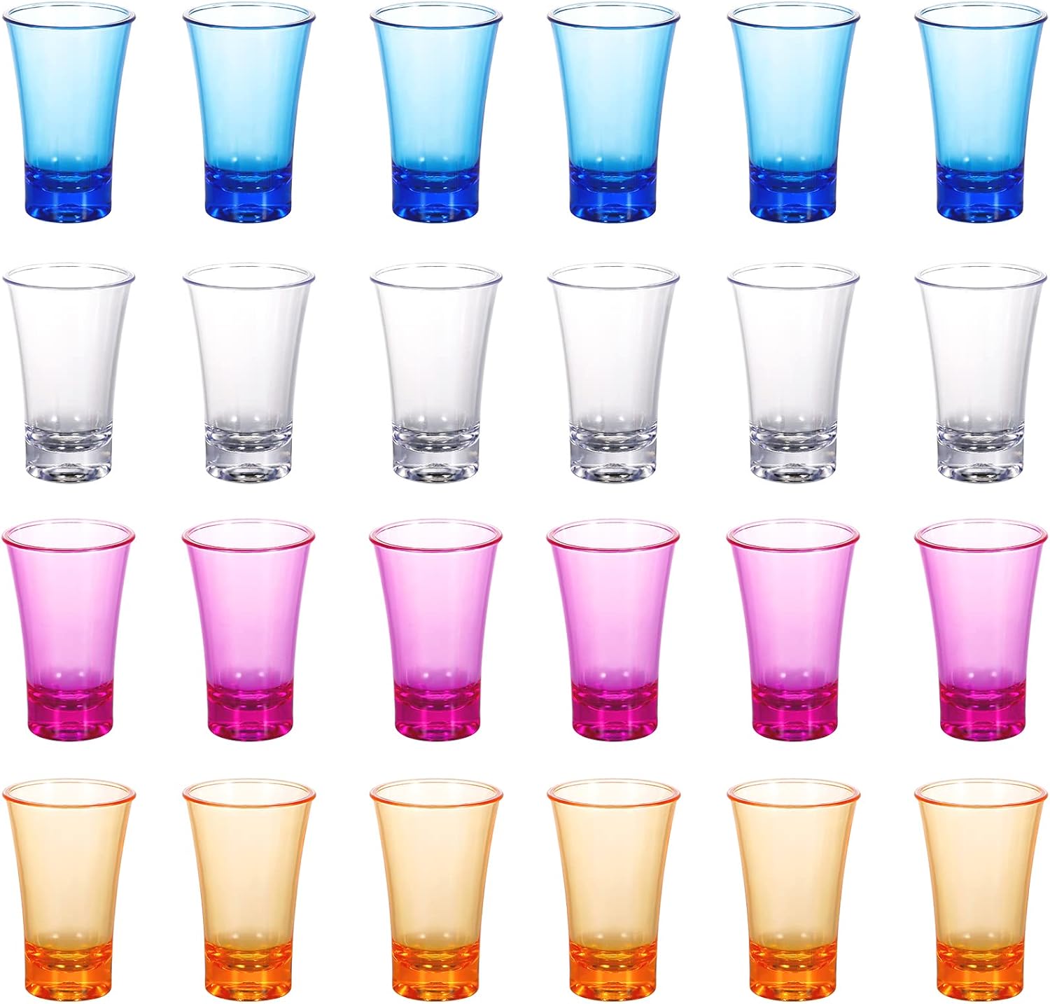 Suclain 24er-Set Geteilte Schnapsgläser Aus Kunststoff – Wiederverwendbare Party-Becher Mit 2 Fächern, Je 57 Ml | Perfekt Für Bar, Junggesellinnenabschied & Feiern