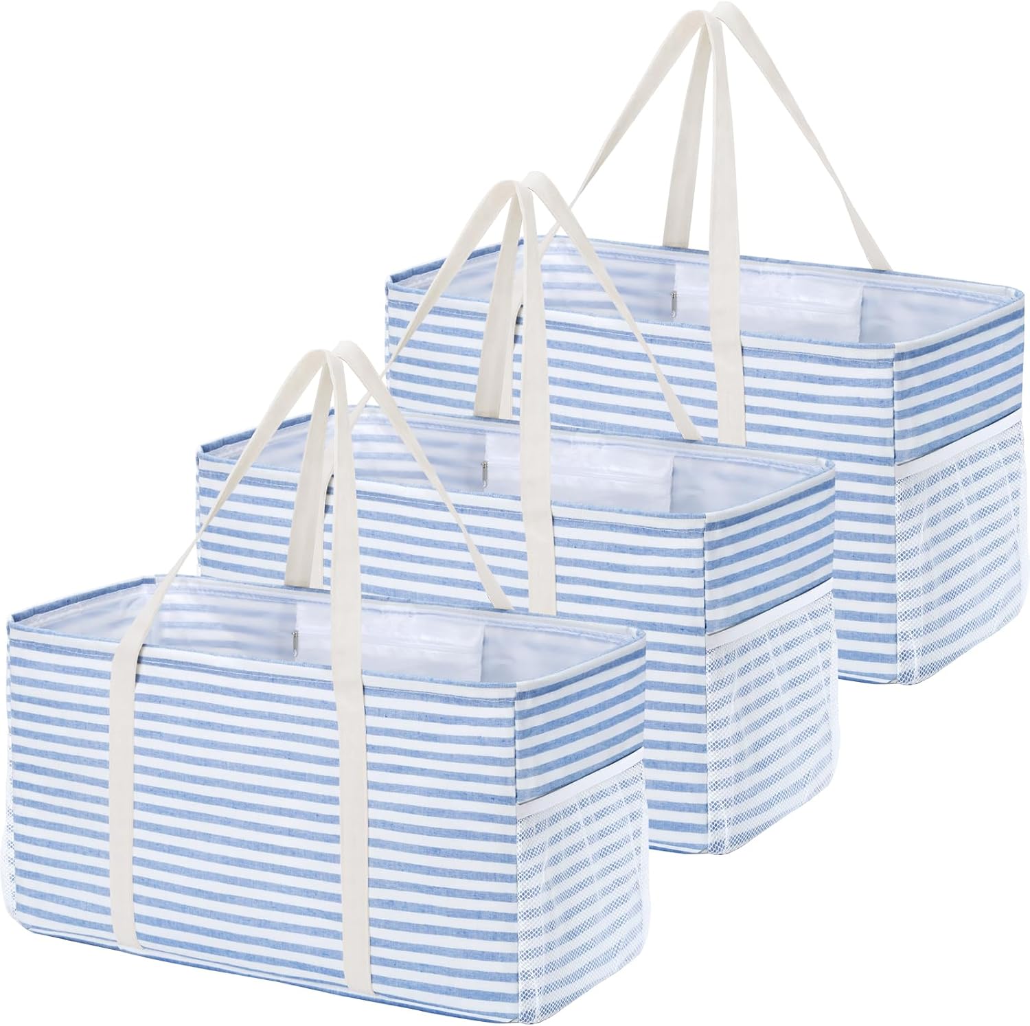 Lifewit Large Tote bag, Reusable Shopping Grocery Bags, 46L, 2 Pack, Blue