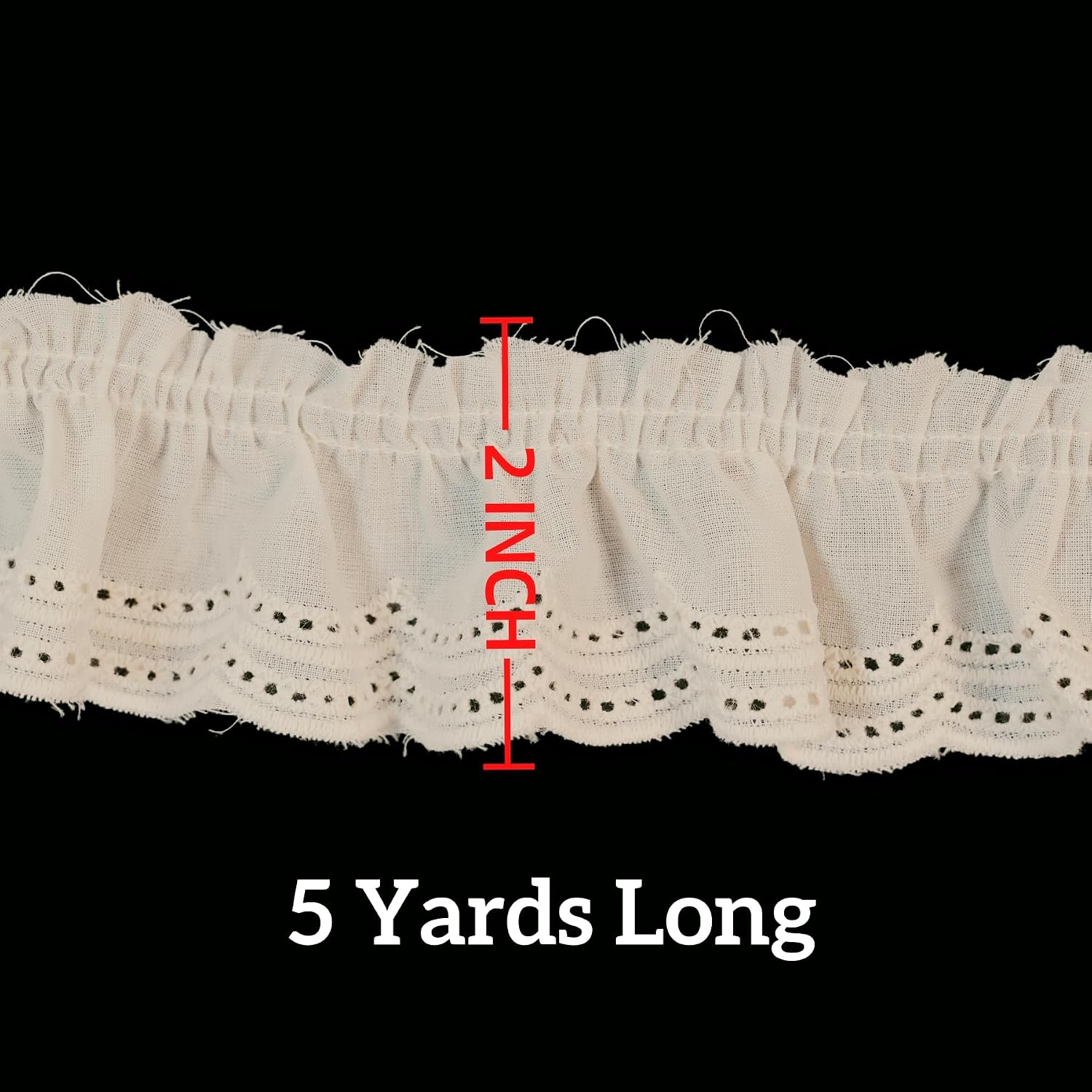 5 Yards 2'' Wide Cotton Lace Trim, Vintage Pleated Lace Trim, Sewing Cotton Ribbon for Home Decoration DIY Sewing Crafts (Beige)