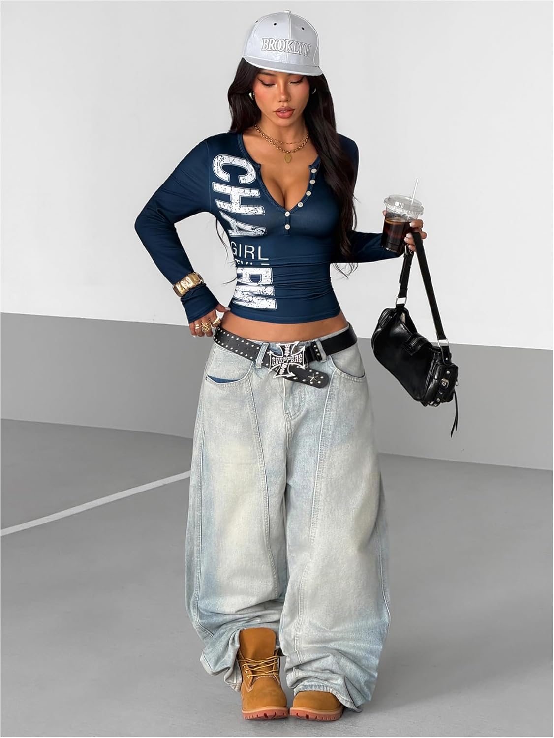 SOLY HUX Women's Graphic Tees Letter Print Long Sleeve Henley T Shirts Slim Fitted Y2k Tops - Image 5