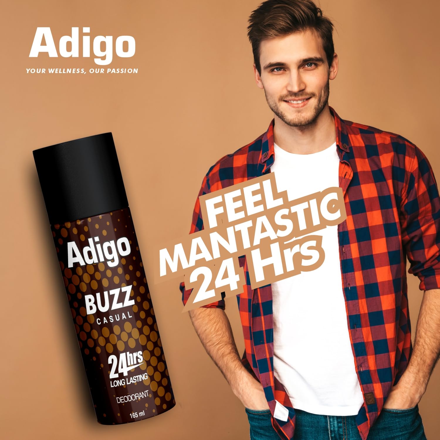 Adigo Buzz Casual Deodorant | 24 hours Long Lasting With Cooling Sensation| Deodorant Spray For Men | 165ml 1