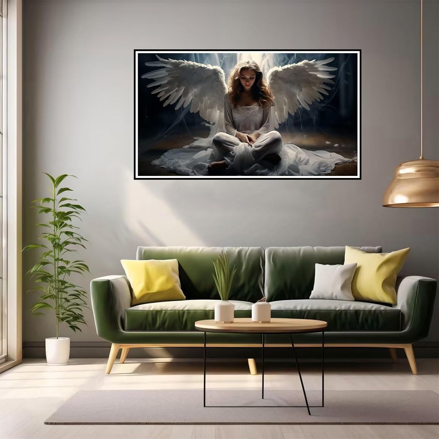 White Angel Diamond Painting Kits for Adults, 5D Diamond Art Kits for Adults, DIY Square Full Drill Paintings with Diamonds, Paint by Number Gem Art Crafts for Home Fall Wall Decor(35.6x20in)-7N