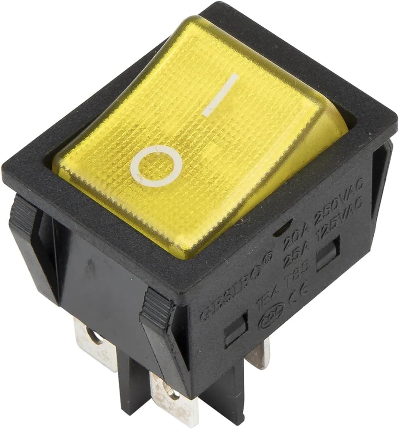 10pcs KCD4-201N-2 Perforate 30 X 22 Mm 20A 4 Pin ON - Off Boat Rocker Switch KCD4 Series Power Switch with 220V Light(Yellow)