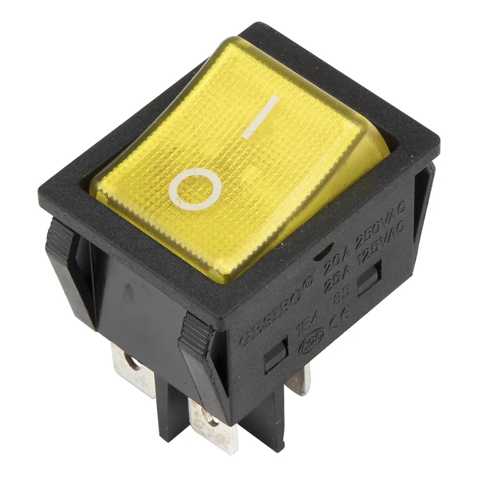 Interrupteur à bascule bateau KCD4 jaune 220V 20A 4 broches