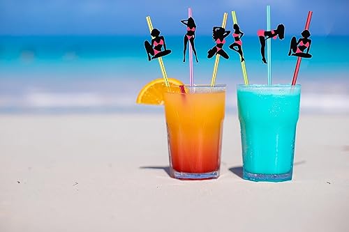 Miniatura 5 de 24 popotes de despedida de soltera para bailarines rosados, pajitas reutilizables de remolino loco, pajitas de soltero, sirenas mexicanas, pajitas