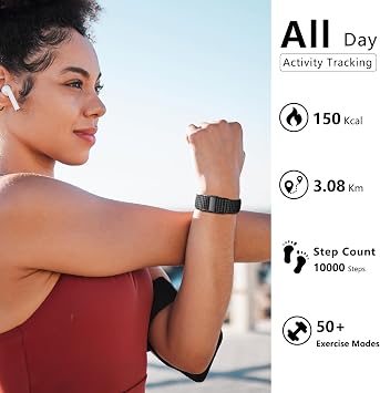 IAMJOY Smart Health Wristband, Wearable Activity & Fitness Tracker for Multi-Sport Mode, All-Day Automatic Continuous Monitoring of Health Data, Improve Sleep, Stress & Wellness, with Free App, Black
