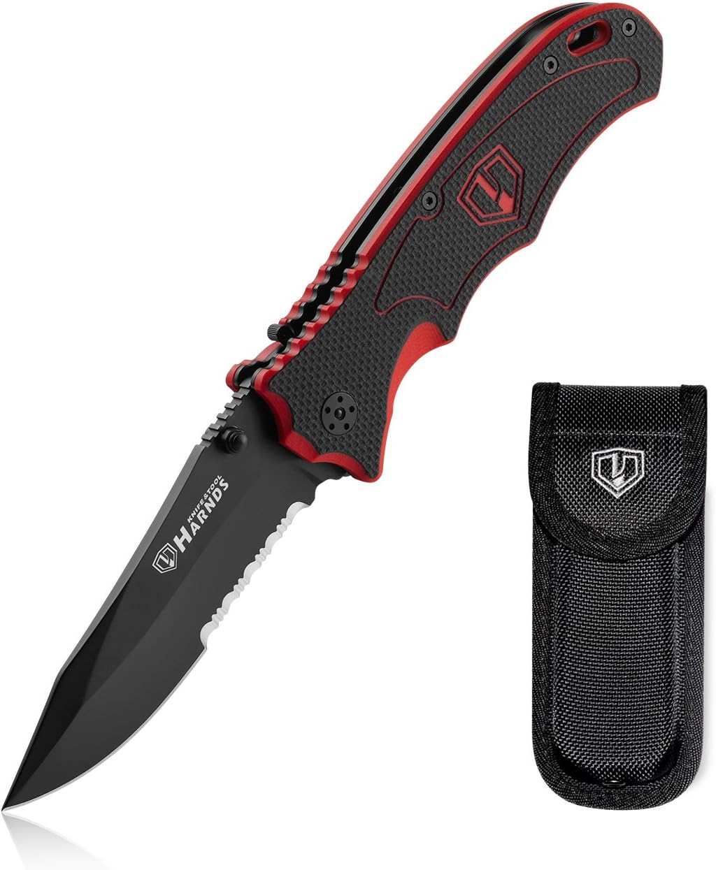 Harnds Folding Hunting Knife 4.2 - Blade Military-Grade Double Safety Lock Tactical Gear with Sheath