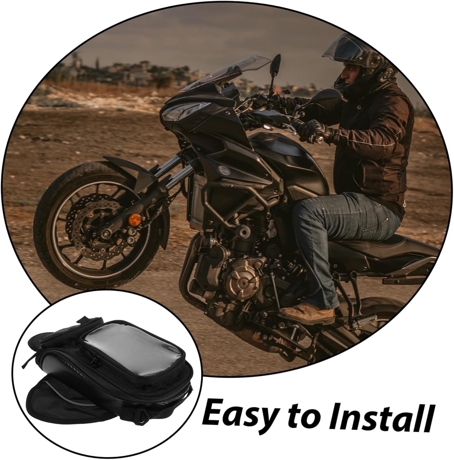 Magnetic Motorcycle Tank Bag Riding Bag with Headphone Spacious Cloth Material Storage for Secure Attachment Motorbike Tanks