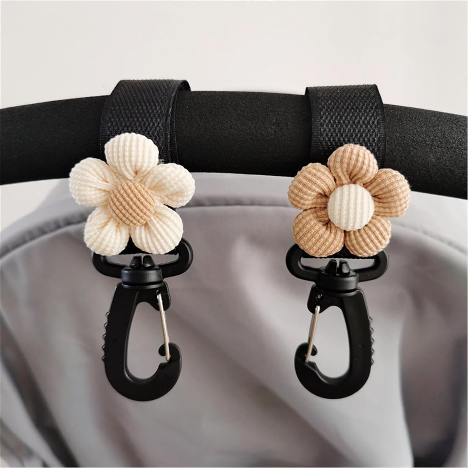 Baby Stroller Hook Wheelchair Bag Organiser Clip Pram Hanger 2pcs Flower Charm Infant Stroller Baby Cart Decoration Baby Stroller Accessories