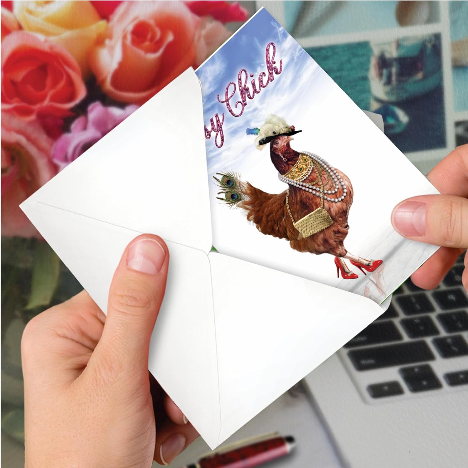 NobleWorks - 1 Funny Happy Birthday Notecard - Women's Humor Greeting Card with Envelope - Classy Chick C7230BDG - Image 4