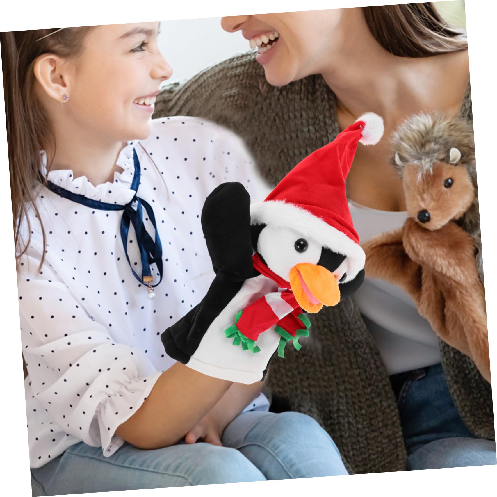 FRCOLOR 5 Piezas Marioneta de Mano Pingüino Navideña de Peluche Marionetas de Dedo Encantadoras para Interactivos y Cuentos para Niñas
