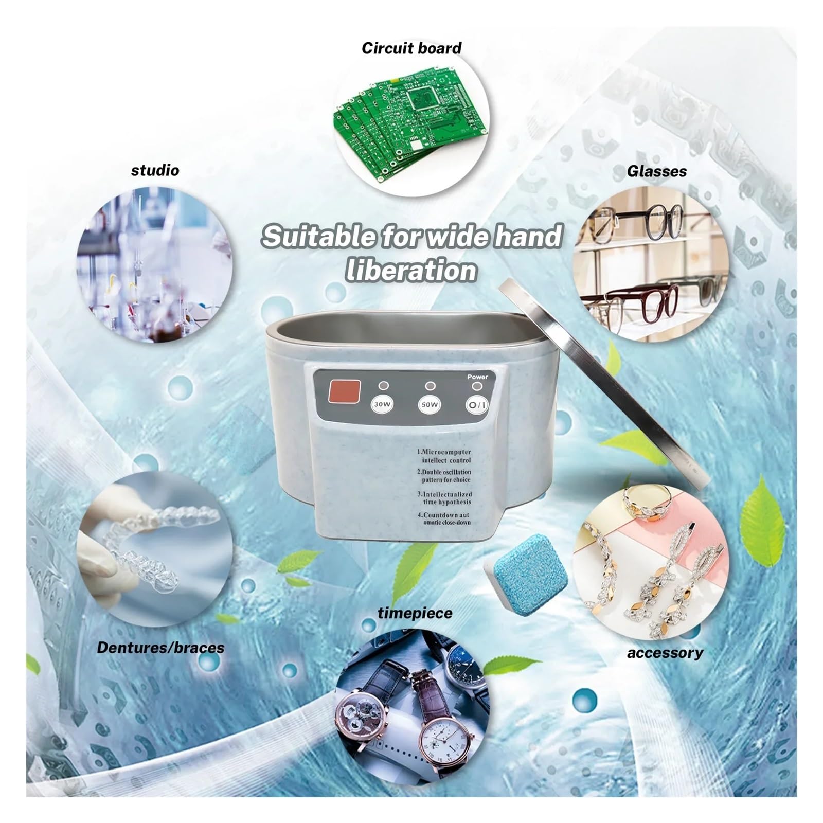 Ultradźwiękowy Środek Czyszczący 50 W Sonicator Bath 40 Khz Do Zegarków Soczewki Kontaktowe Okulary Protezy Zęby Elektryczny Makijaż Golarka Skuteczne Profesjonalne Czyszczenie