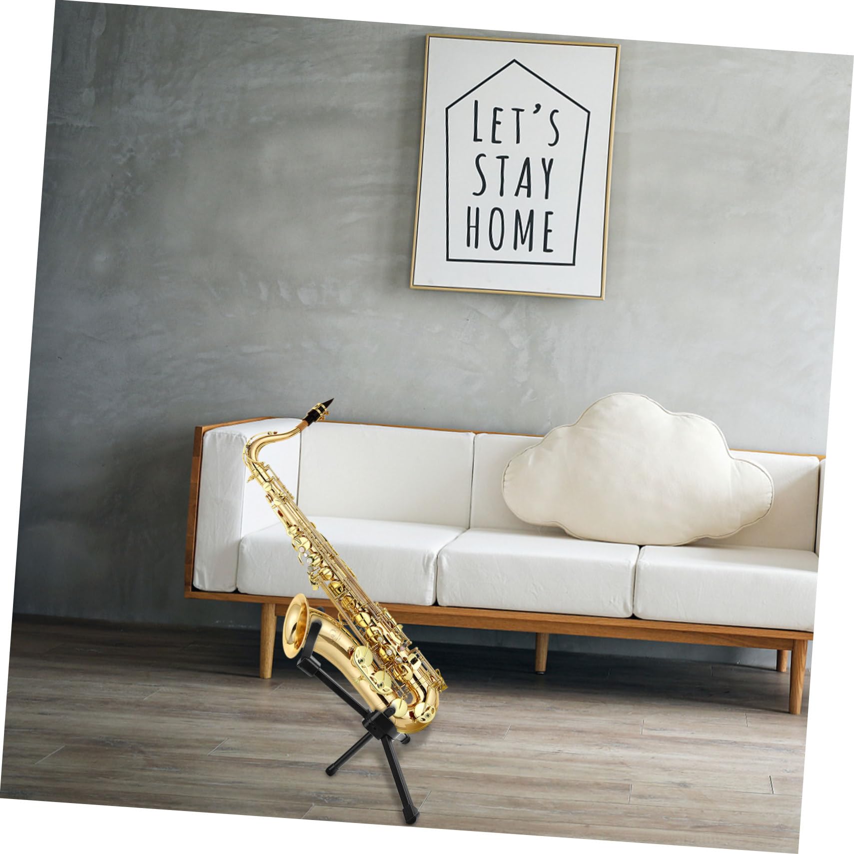 FRCOLOR Praktische und Tragbare Saxophonhalterung aus Metall und Abs mit Schwammpolsterung und Schwarzer Aufbewahrungstasche für Ausstellung und Musikunterricht