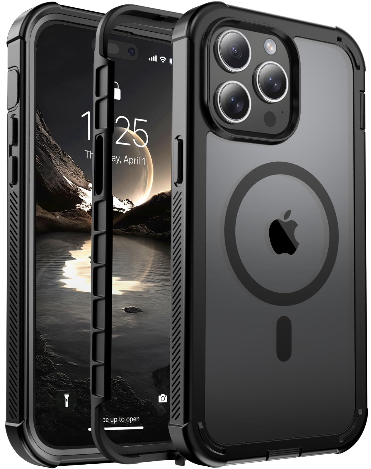 jaroco for iPhone 15 Pro Max case, [Compatible with MagSafe][Military Grade Drop Protection][Heavy Duty Protection][Non-Slip][Shockproof] with 2-Layer Durable Bumper Phone Case 6.7''-Black