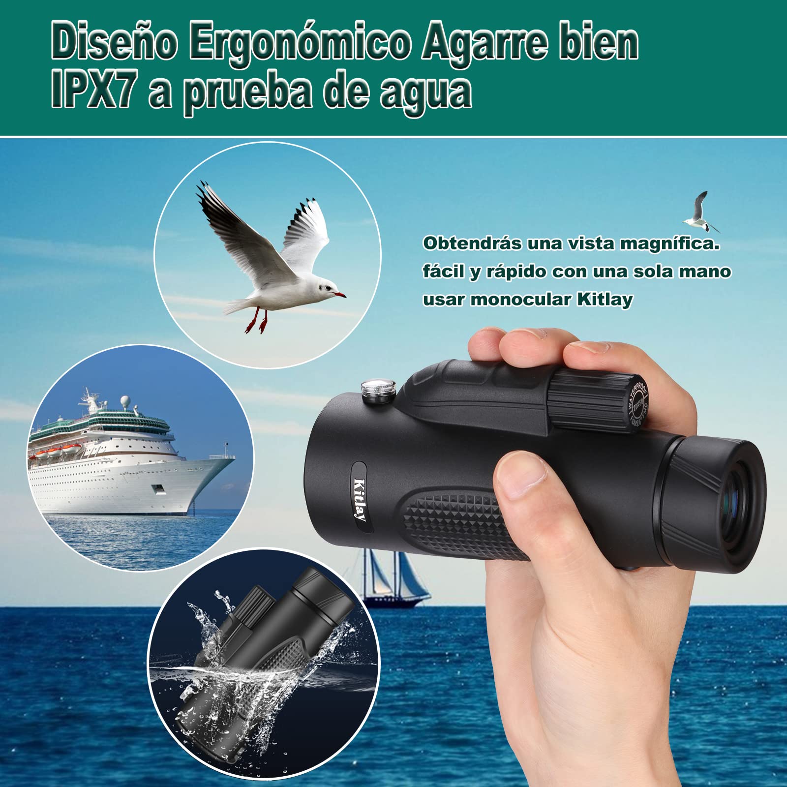 Telescopio Monocular 20x50 HD Impermeable Monoculo Profesionales de Alta Potencia con BAK4 Prism, Soporte para Teléfono y Trípode Giratorio para Observación de Aves y Caza Camping Concierto