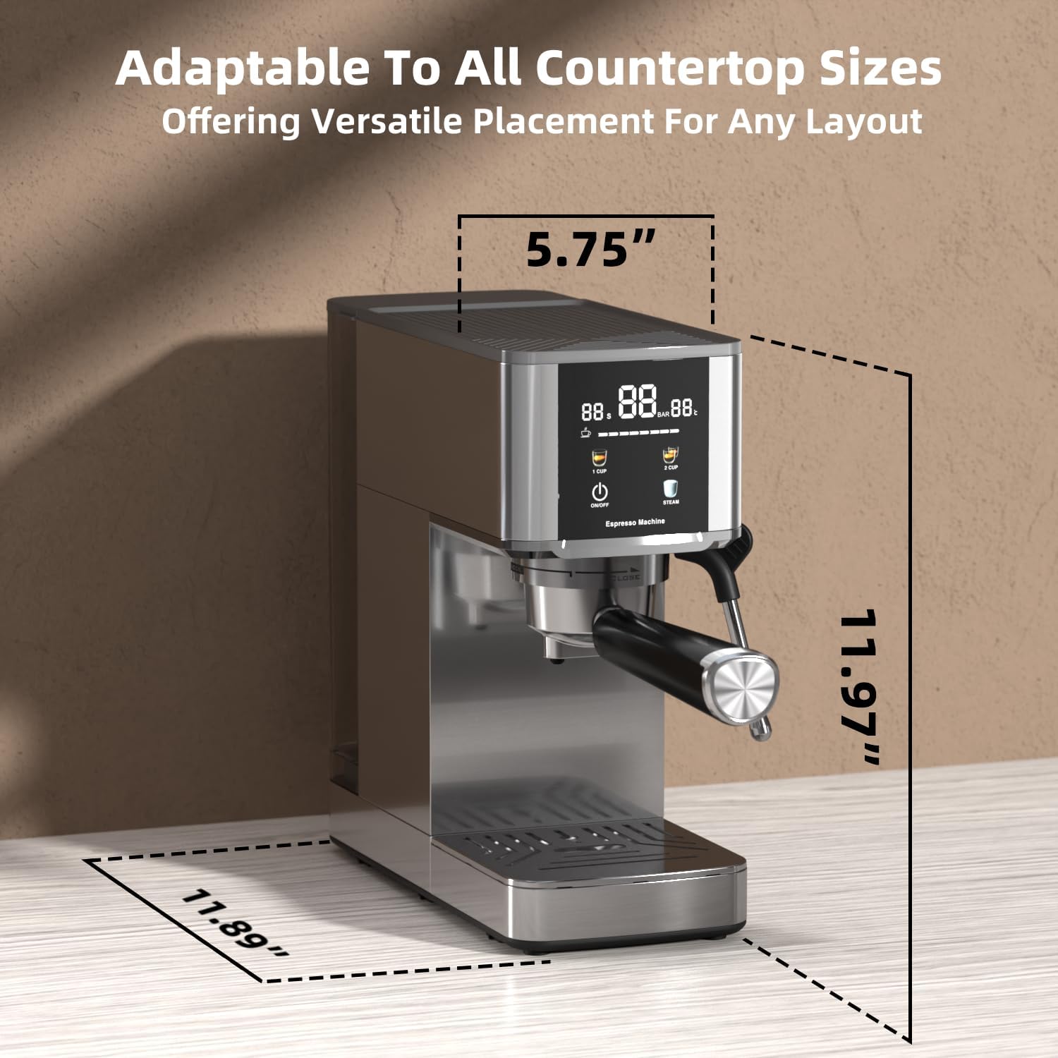 Crzoe Espresso Machine 20 Bar, 3-Second Heat for Rapid Cold Brew, Built-in Steam Wand for Lattes, Touch Screen, 40oz Tank, Gift for Coffee Lovers