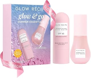Glow & Go Summer Makeup Prep Essentials Kit - Skincare Set with Full Size Korean Sunscreen with SPF 45 & Travel Size Niacinamide Dew Drops Face Serum (2 Count)