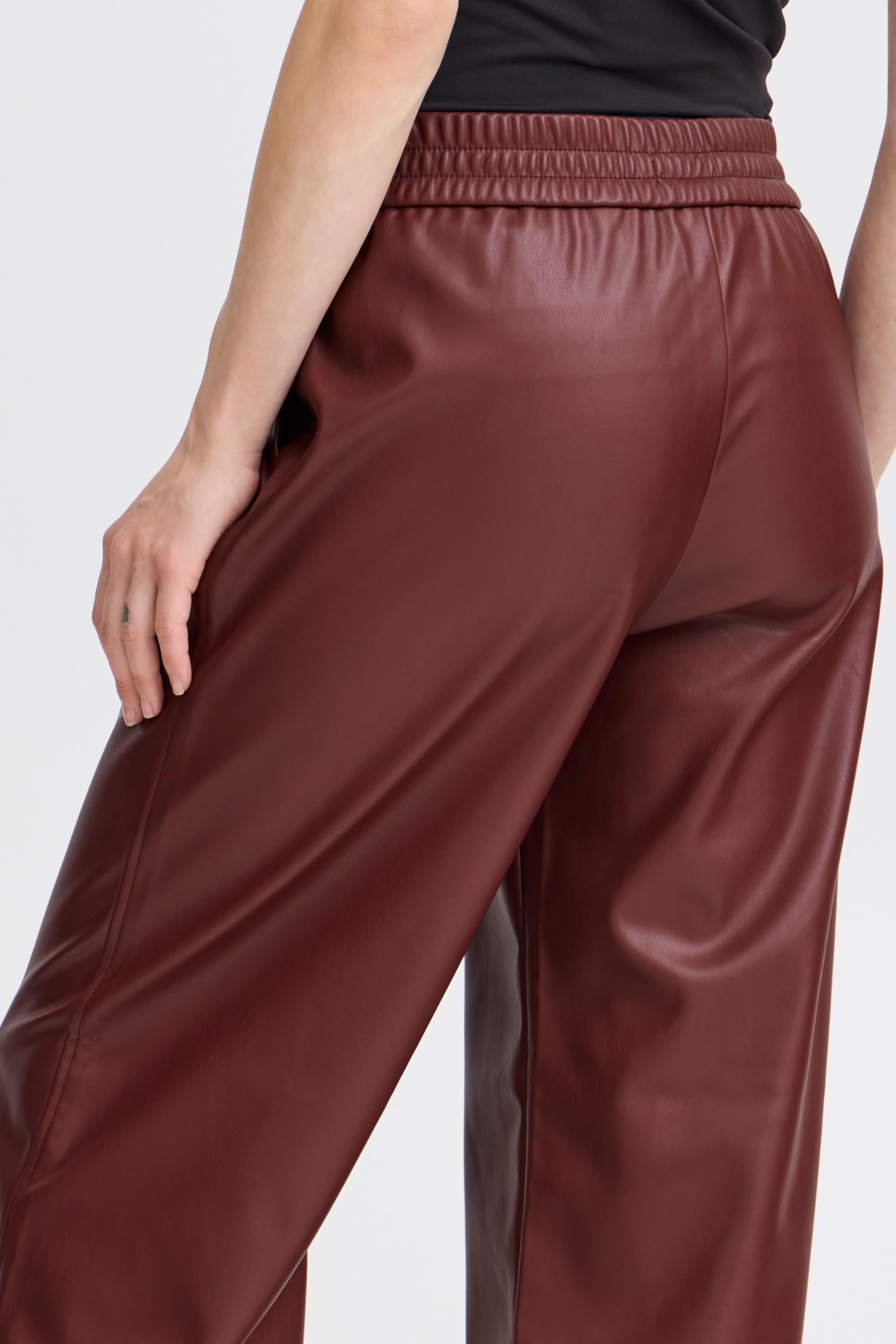 b.young BYDaja Damen Hose Lederimitat-Hose Pants mit Eingrifftaschen Gummizug Regular fit