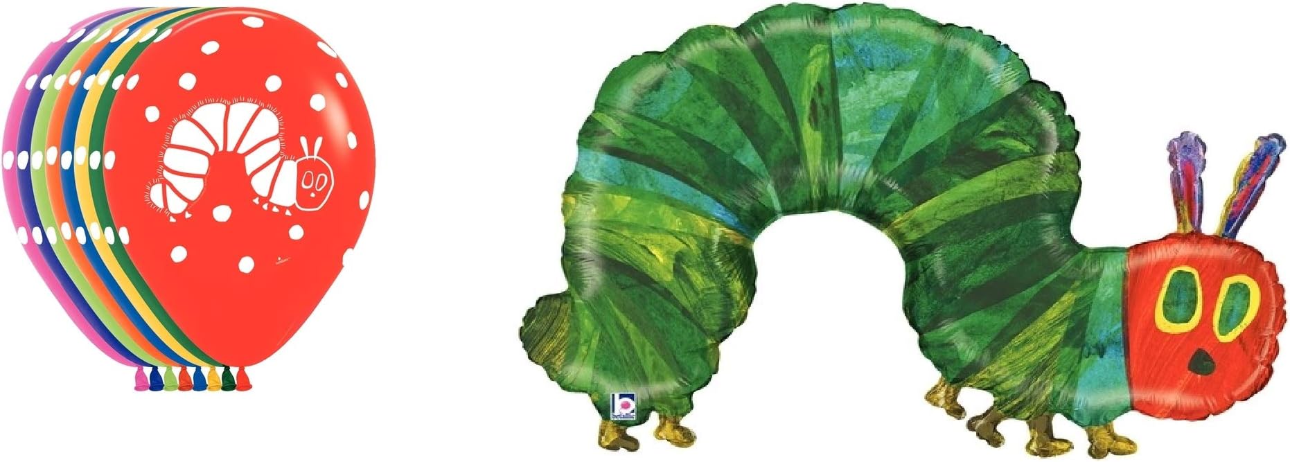 The Very Hungry Caterpillar Balloon Bundle: 43 Inch Foil and Ten 11 Inch Latex Balloons with Curling Ribbon