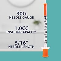 Vista 4 de TRUEplus Jeringas de insulina de un solo uso, 1.0 cc de longitud de aguja de 5/16 pulgadas, 100 unidades (10 paquetes de 10)