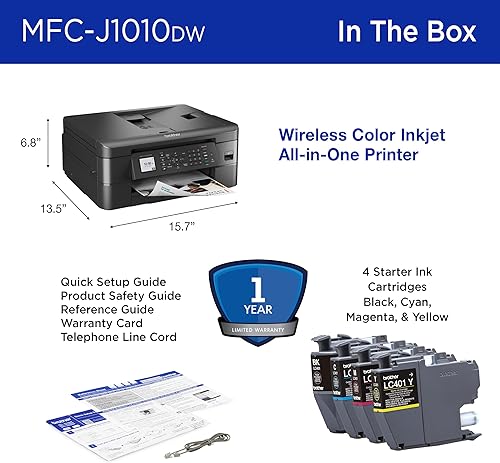 Vista 7 de Brother MFC-J1010DW Impresora inalámbrica todo en uno de inyección de tinta a color, impresión dúplex, impresión móvil y en la nube, diseño