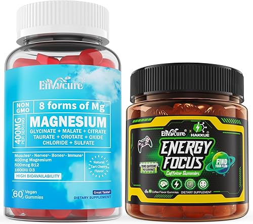 Gomitas complejas de magnesio y gomitas de enfoque energético con 70 mg de cafeína