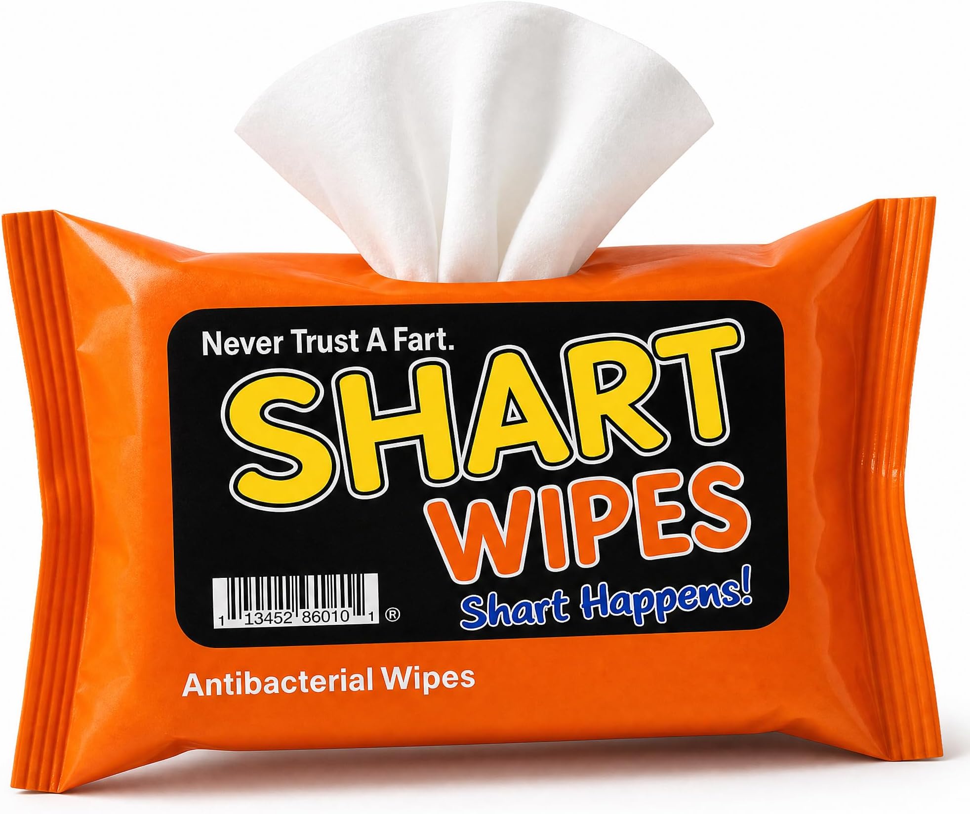 Shart Wipes - Emergency Wet Wipes for When Shart Happens, Funny Gag Gift for Men & Women, Travel Size Pocket Pack, Top Novelty Stocking Stuffer, Made in USA