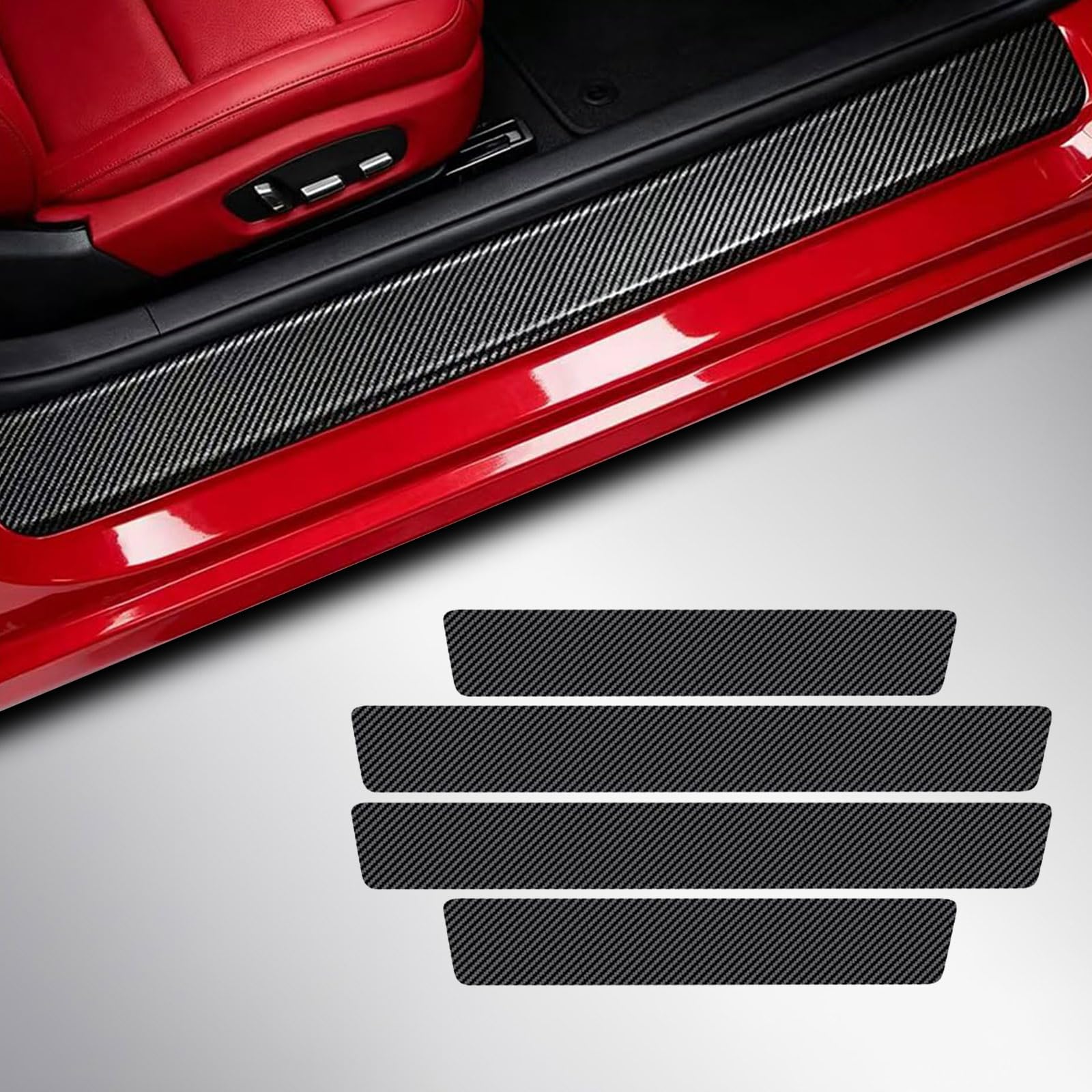 Tryagat 4 Pcs Car Door Sill Carbon Stickers for BMW X4 G02 2026 2025-2018, Threshold Plate Scratch Protection Waterproof Edge Guard Wear Resistant