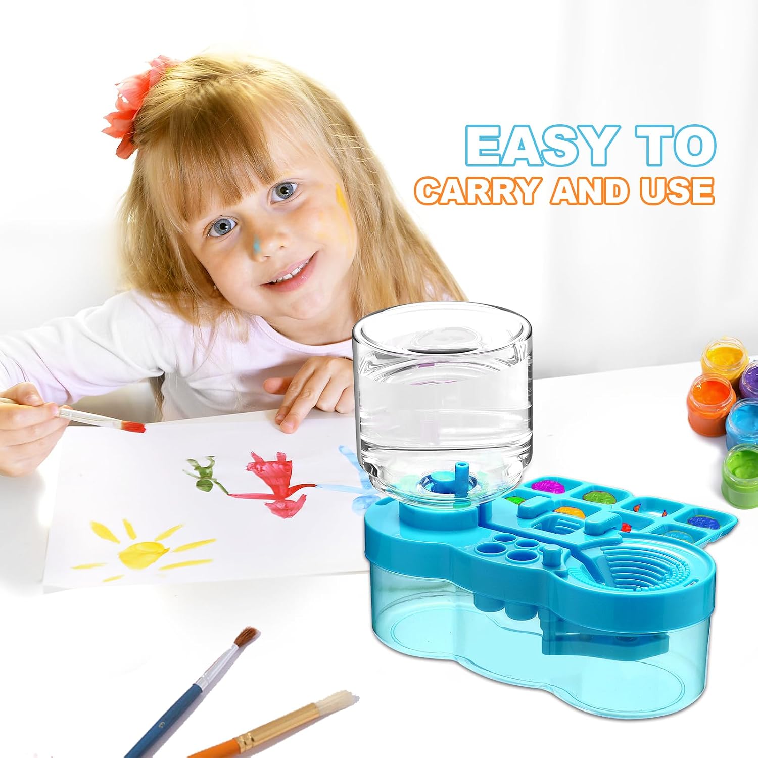 Paint Brush Cleaner, Upgraded Water Cycle Watercolor Rinser Dispenser with Holder and Palette, Washing My Brushes, Cleaning System for Acrylic,Watercolor,Painting Art Supplies for Adults Students