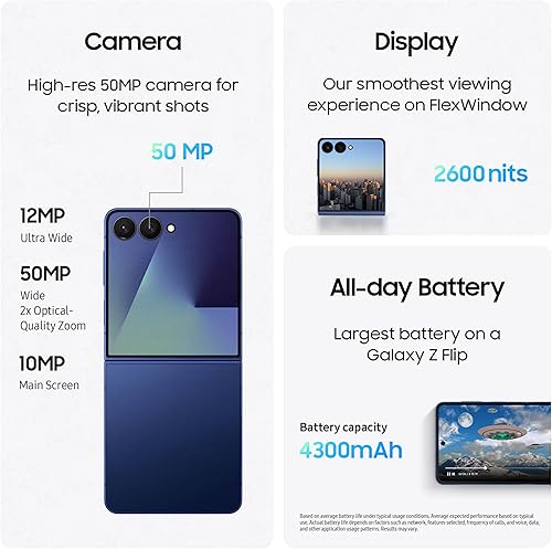 Miniatura 7 de Samsung Teléfono celular Galaxy Z Flip7, teléfono inteligente AI de 512 GB, Android desbloqueado, batería de larga duración, 2025, 1 año de garantía