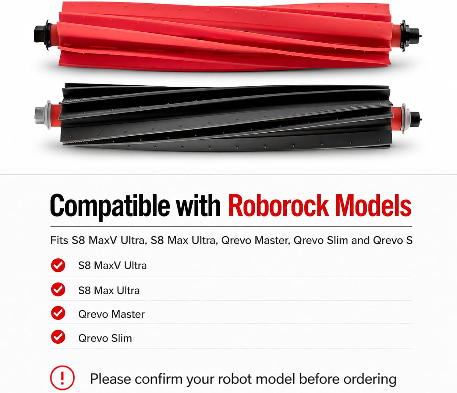 8 Pack (4 Pairs) Replacement Main Brush Set Compatible with Roborock S8 MaxV Ultra,S8 Max Ultra,Qrevo Master,Qrevo Slim,Dual Anti-Tangle Rubber Rollers,Multi-Surface Robot Vacuum Accessories