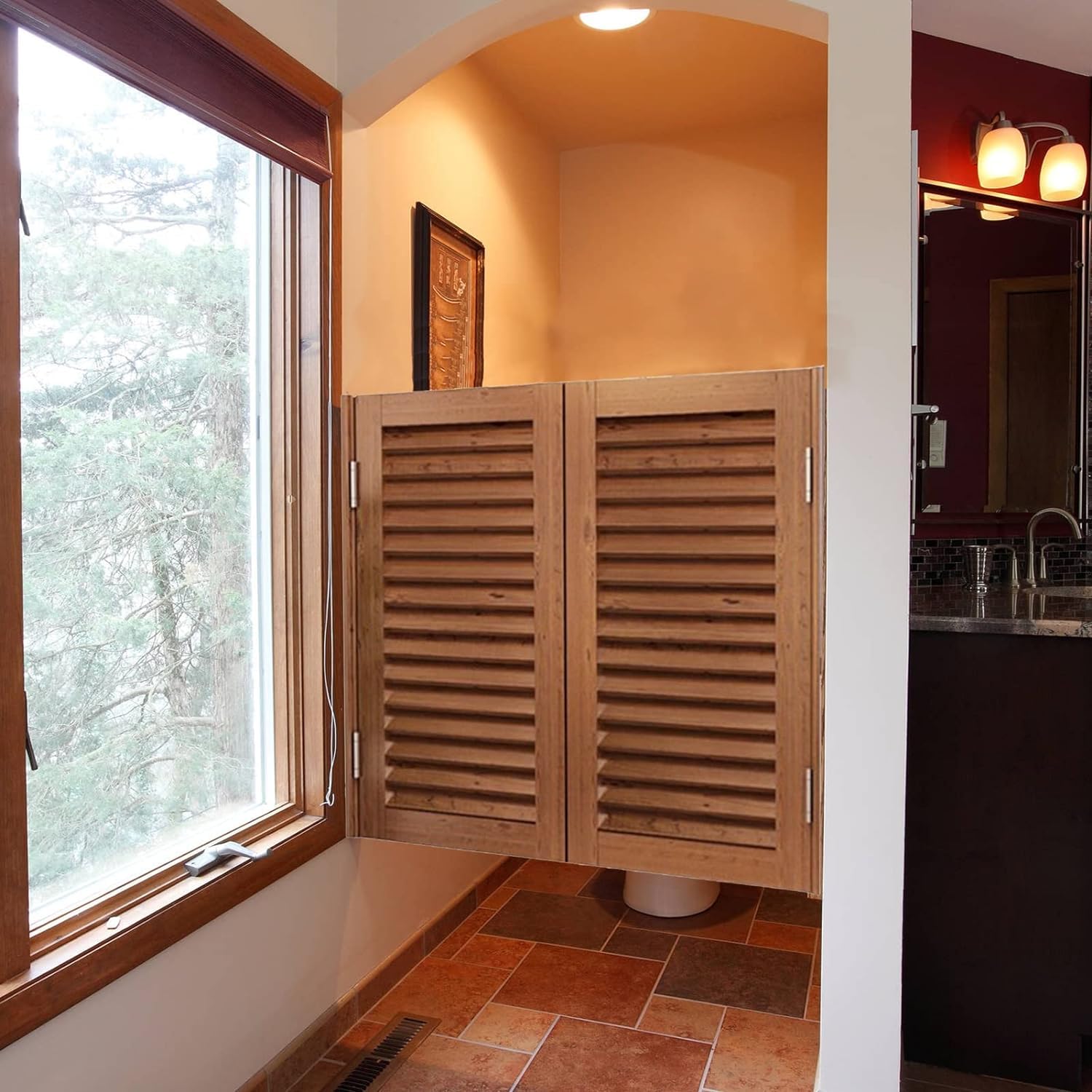 Porte battante en Bois à Volets intérieurs de café, Porte battante Double à Fermeture Automatique, Couleur de Taille personnalisée Disponible Porte battante de café en Bois(80x90cm(WxH))