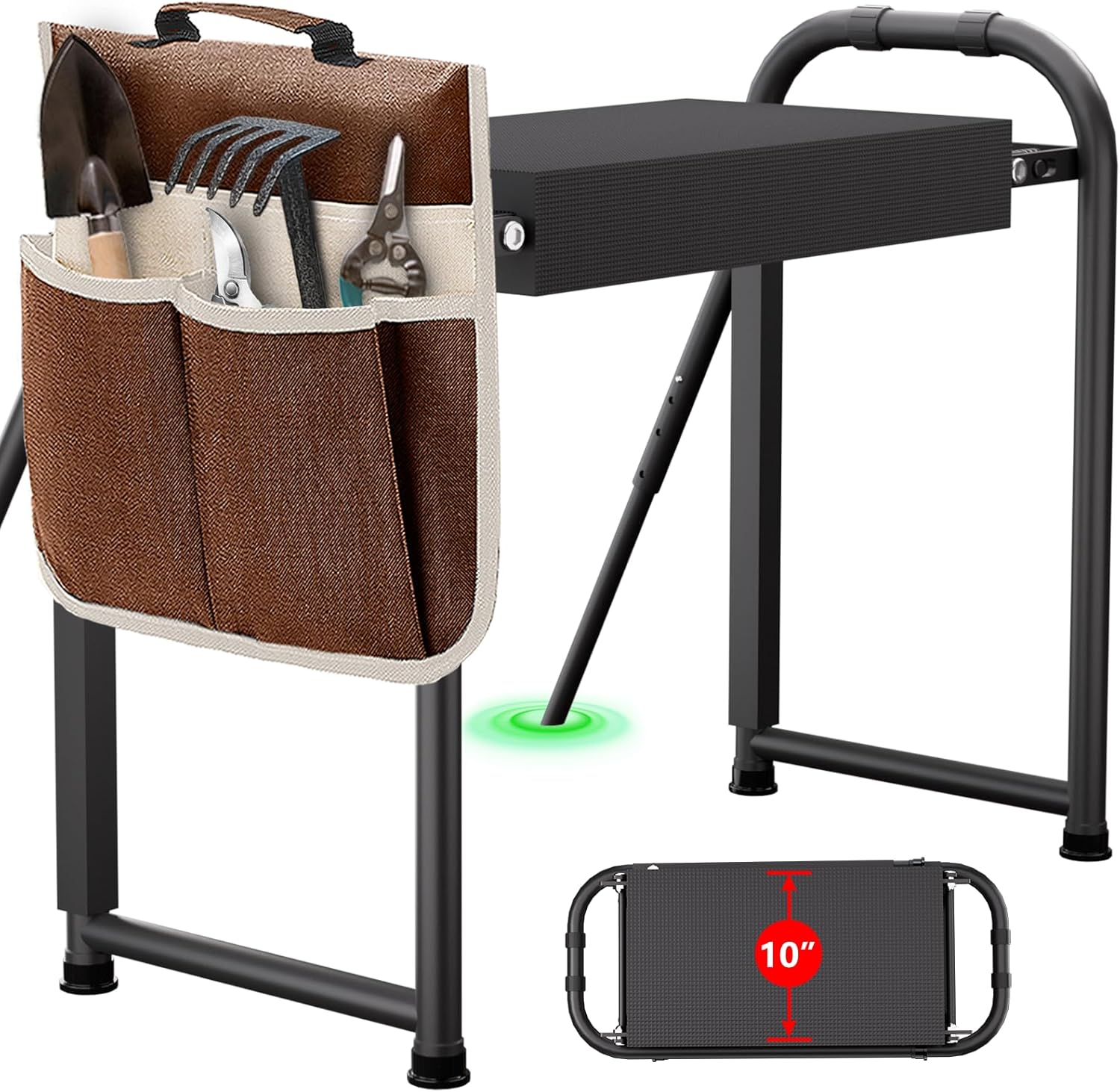 seasky Garden Kneeler and Seat, Anti-Tipping Foldable Gardener Stool Widened Thick Soft Kneeling Pad, Gardening Kneeling Bench with Handles with Tool Bag, Gardening Gift for Seniors Women