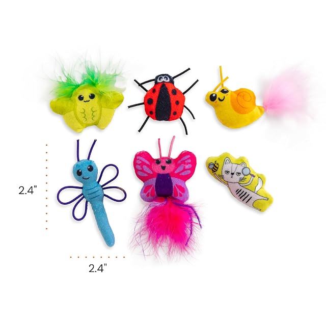 Foto 8 de 8 de Catstages by Cute As A Bug Plush Interactive Cat Toys, Bug Themed Kicker Catnip Toys with Feathers, Crinkle