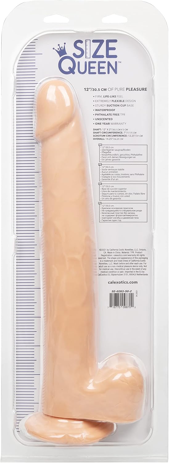 CalExotics Size Queen 12 Inch Dildo with 7 Inch Shaft Circumference and Sturdy Suction Cup - Ivory SE-0263-50-2
