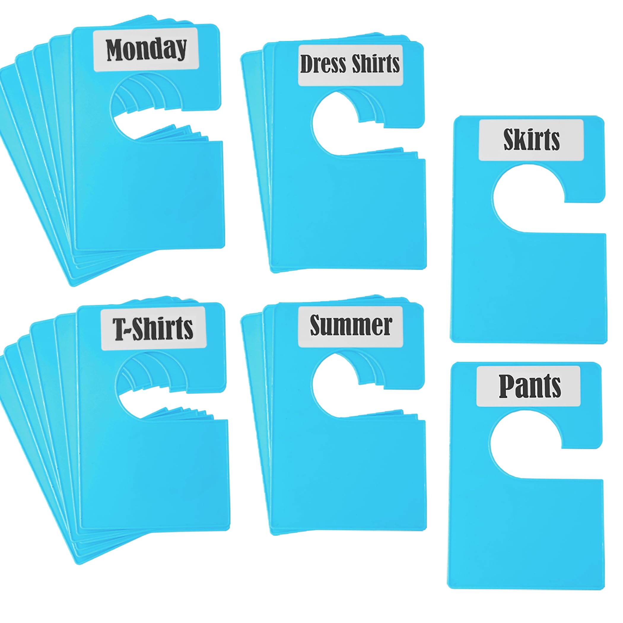 DMLNN 10 Pack White Clothing Rack Size Dividers Plus 60 Labels (1 Inch) and 16 Large Blank Labels, Large Rectangular Clothing Closet dividers (Pearl White)