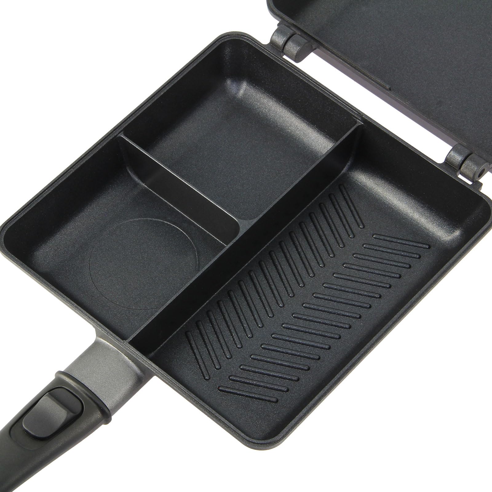 Outdoor-Kochpfanne mit Antihaftbeschichtung, Grill, Dual-Pfannen-Design mit magnetischen Verbindungsgriffen, 3-Wege-Multi-Abschnitte, Camping- und Angel-Kochgeschirr, tragbar und vielseitig