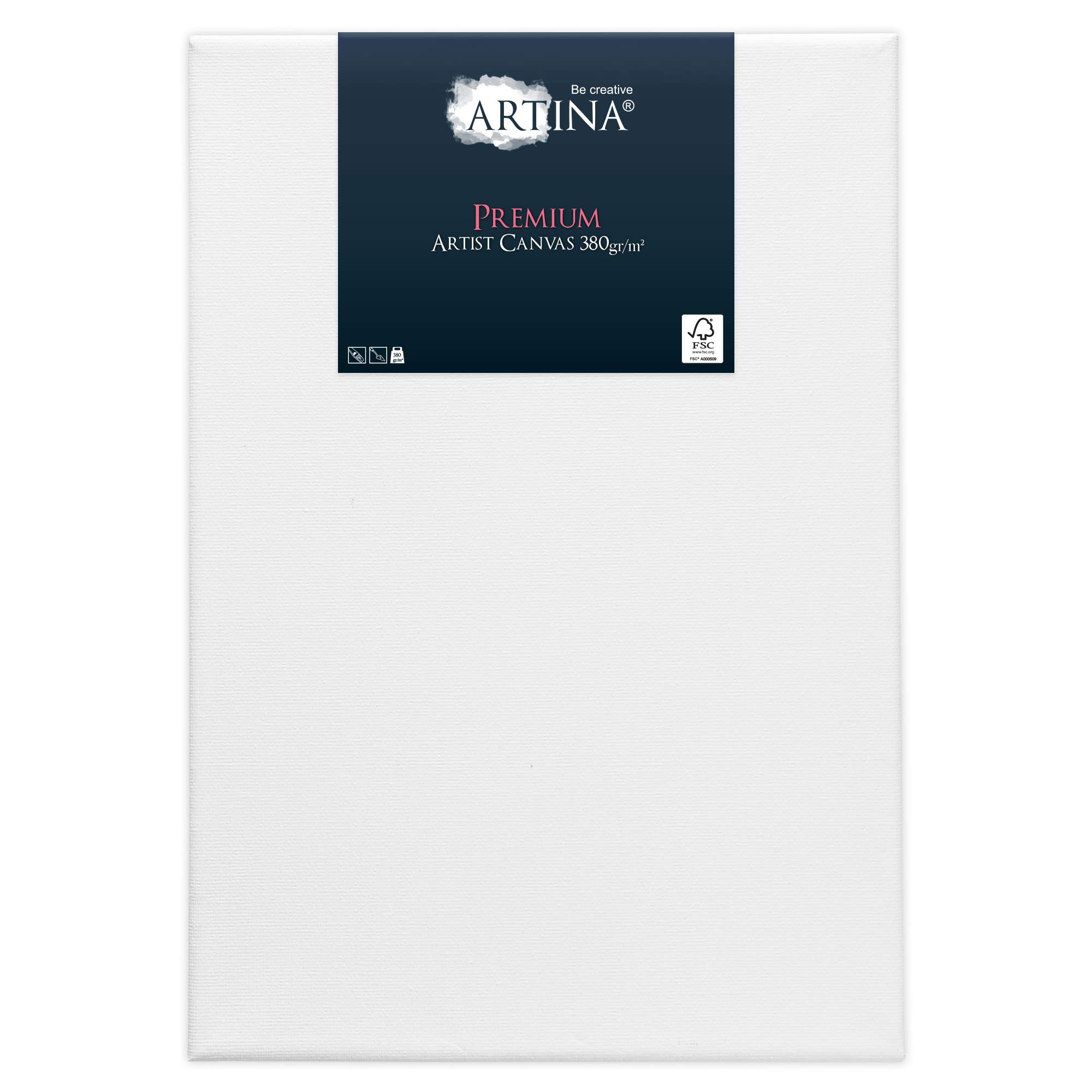 Artina Set de 3 Lienzos Grandes para Pintar Algodón con Bastidores FSC® | 70x100cm blanco 100% Tela preestirado estables de Madera Canvas Lienzo Grande pintura acrílica acrílico Premium
