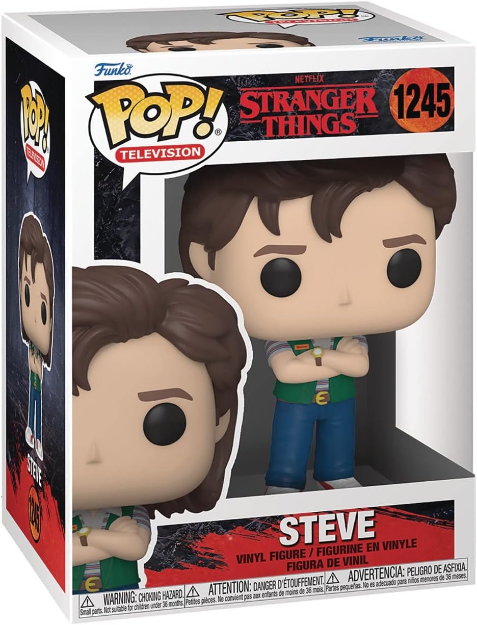 POP [Stranger Things - Steve Harrington [Season 4] Video Store Outfit Funko Vinyl Figure (Bundled with Compatible Box Protector Case), Multicolor, 3.75 inches