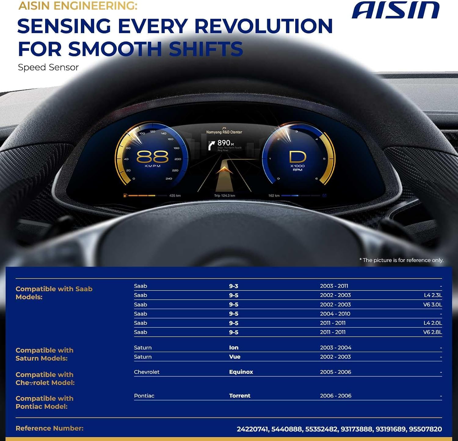 AISIN AFTERMARKET ASWGM-00128 Transmission Speed Sensor - Compatible with Chevrolet Equinox 2005-2006, Pontiac Torrent 2006, Saturn Ion 2003-2004, Vue 2002-2003, Saab 9-3 9-5 2003-2011