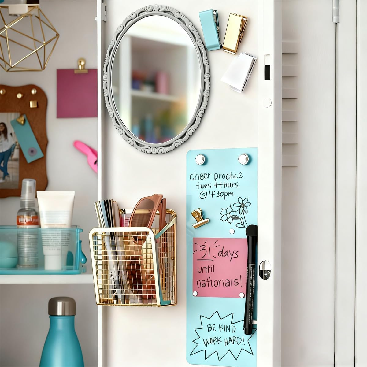 Locker Mirror Magnetic, Locker Accessories for Girls, Glass 6"x8", Grey image 5