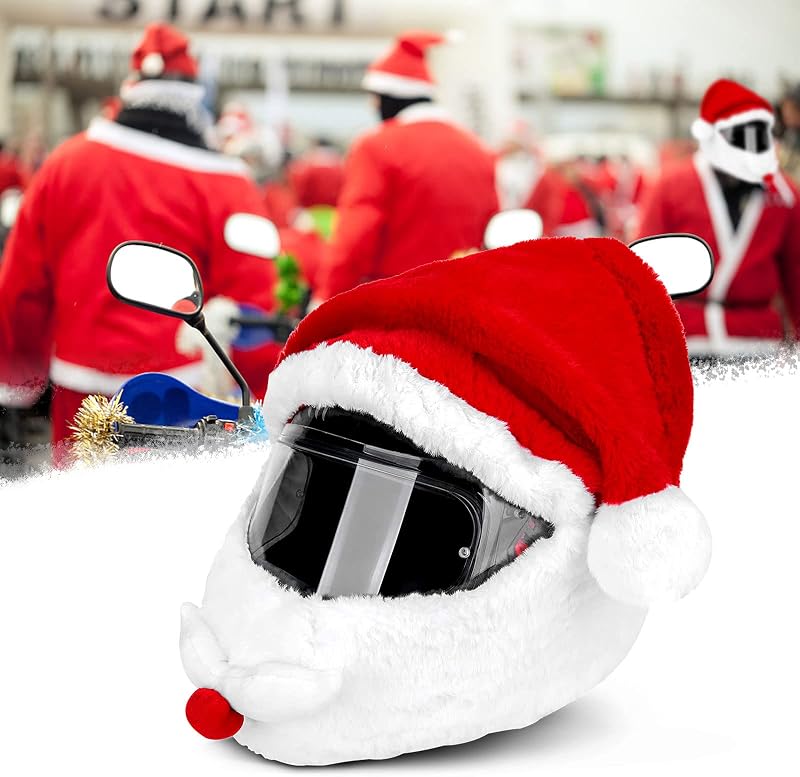 Motorcycle Helmet Cover, Plush Full Face Helmet Cover, FunnyChristmas Motorcycle Helmet Covers, Easy to Install and RemoveMotorcycle Helmet Accessories for Girls and Boys Rides Gifts