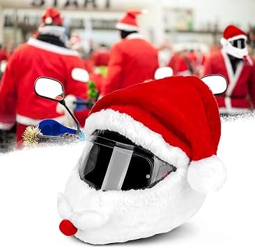 Motorcycle Helmet Cover, Plush Full Face Helmet Cover, FunnyChristmas Motorcycle Helmet Covers, Easy to Install and RemoveMotorcycle Helmet Accessories for Girls and Boys Rides Gifts
