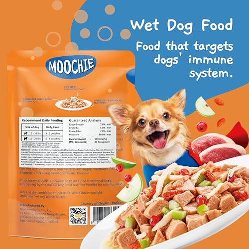 Miniatura 2 de MOOCHIE Alimento húmedo para perros pequeños sin granos, aumenta el sistema inmunológico, pato, arándano y bayas de Goji, sin sabores artificiales