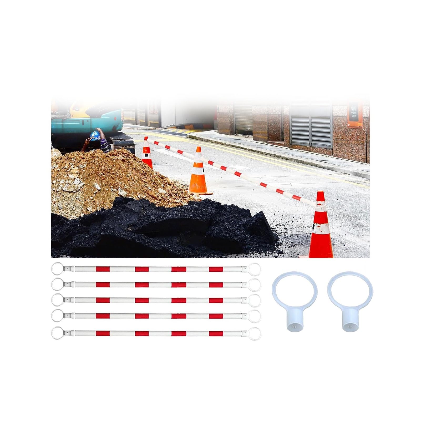 SGKOMN Retractable Traffic Cone Barrier Bar, Expandable 4.2 to 6.56ft Safety Barricade for Parking Lots, Portable Temporary Traffic Control, R/25pcs-1.25m-2m(4.1ft-6.56ft)