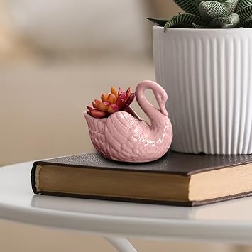 Swan Planter, Cute Elegant Swan-Shaped Succulent Plant Pots, Simple Ceramic Pots for Plants, Decorative Flower Pot for Home, Office, Style 2.
