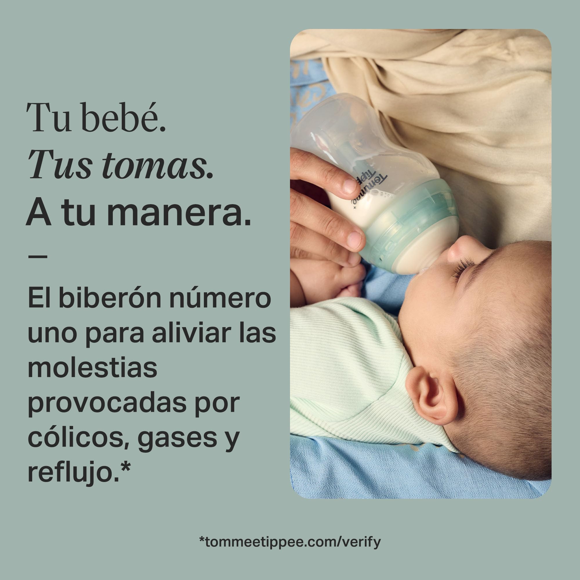 Tommee Tippee Biberón, biberón anticólicos avanzado, 260 ml, pack de 2 con tetina anatómica para agarre natural, varilla de ventilación anticólicos