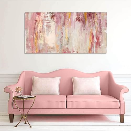 Miniatura 8 de Kureful Lienzo decorativo de pared rosa, pinturas abstractas, decoración de habitación para adolescentes y niñas, decoración artística de pared para