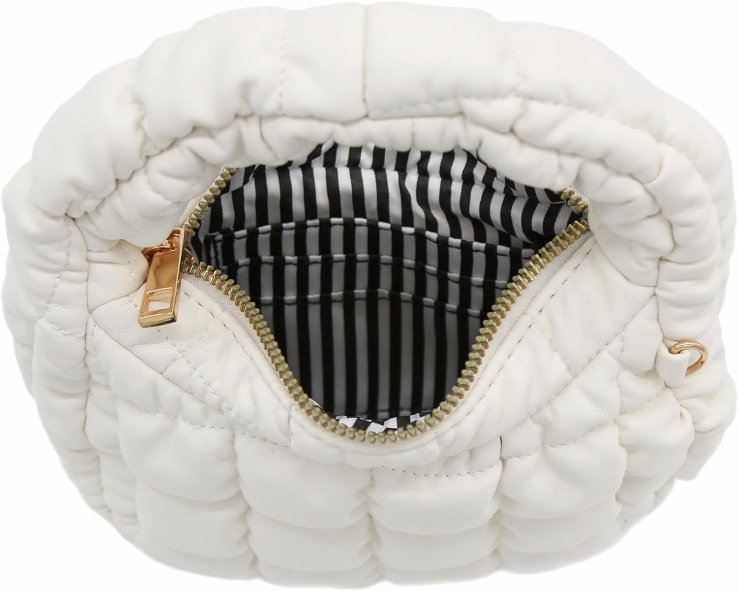 FashionPuzzle Mini Quilted Soft PU Leather Crescent Puffer Crossbody Evening Bag